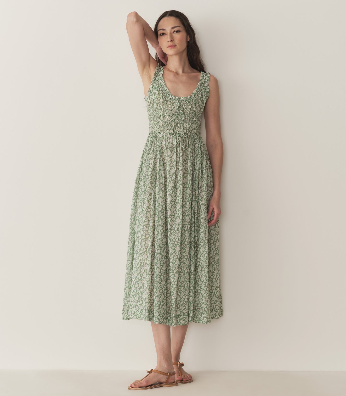 EMMARETTA DRESS -- PERIDOT TEA FLORAL