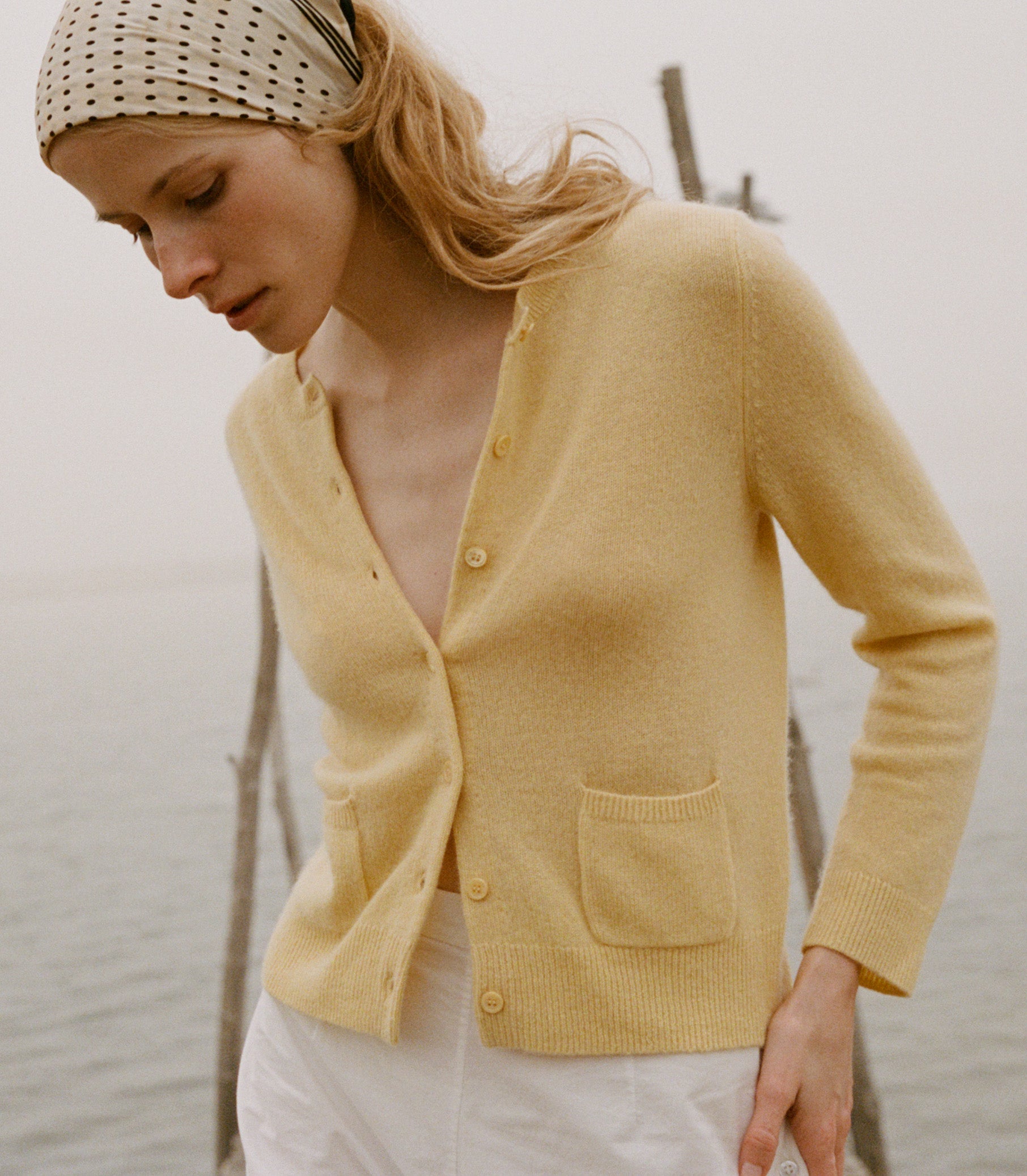 FREYA CASHMERE CARDIGAN -- LEMON CHIFFON view 5