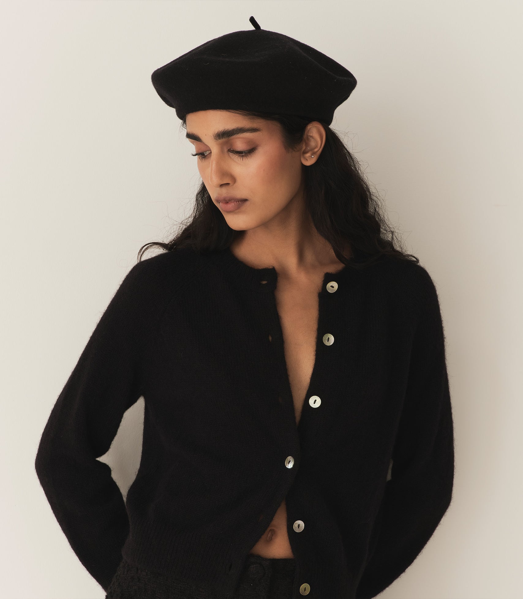 GEORGIANNA BERET -- BLACK WOOL