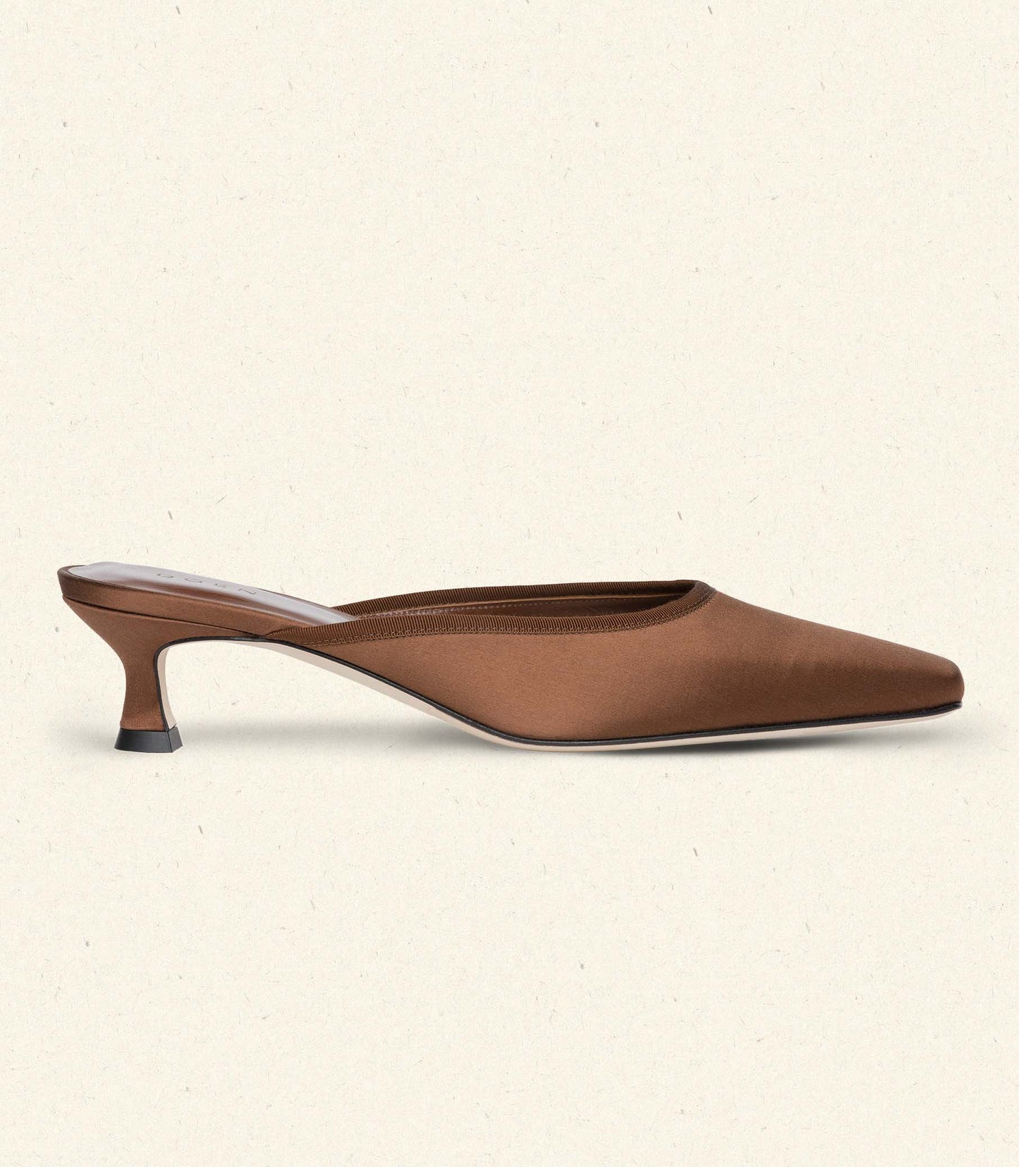 LUMA HEEL -- CHOCOLATE SATIN