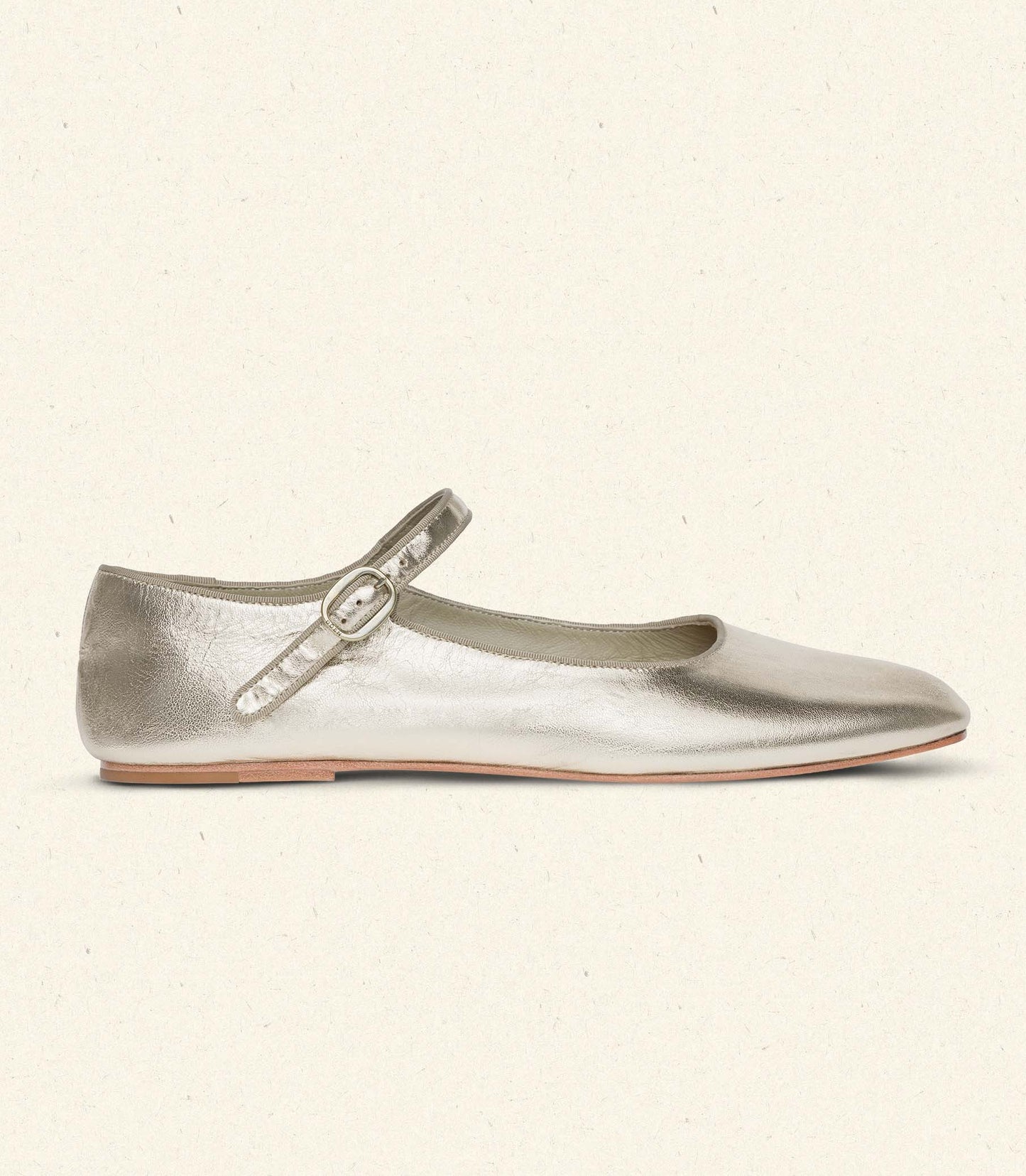 MARY JANE SLIPPER -- PLATINUM METALLIC NAPPA