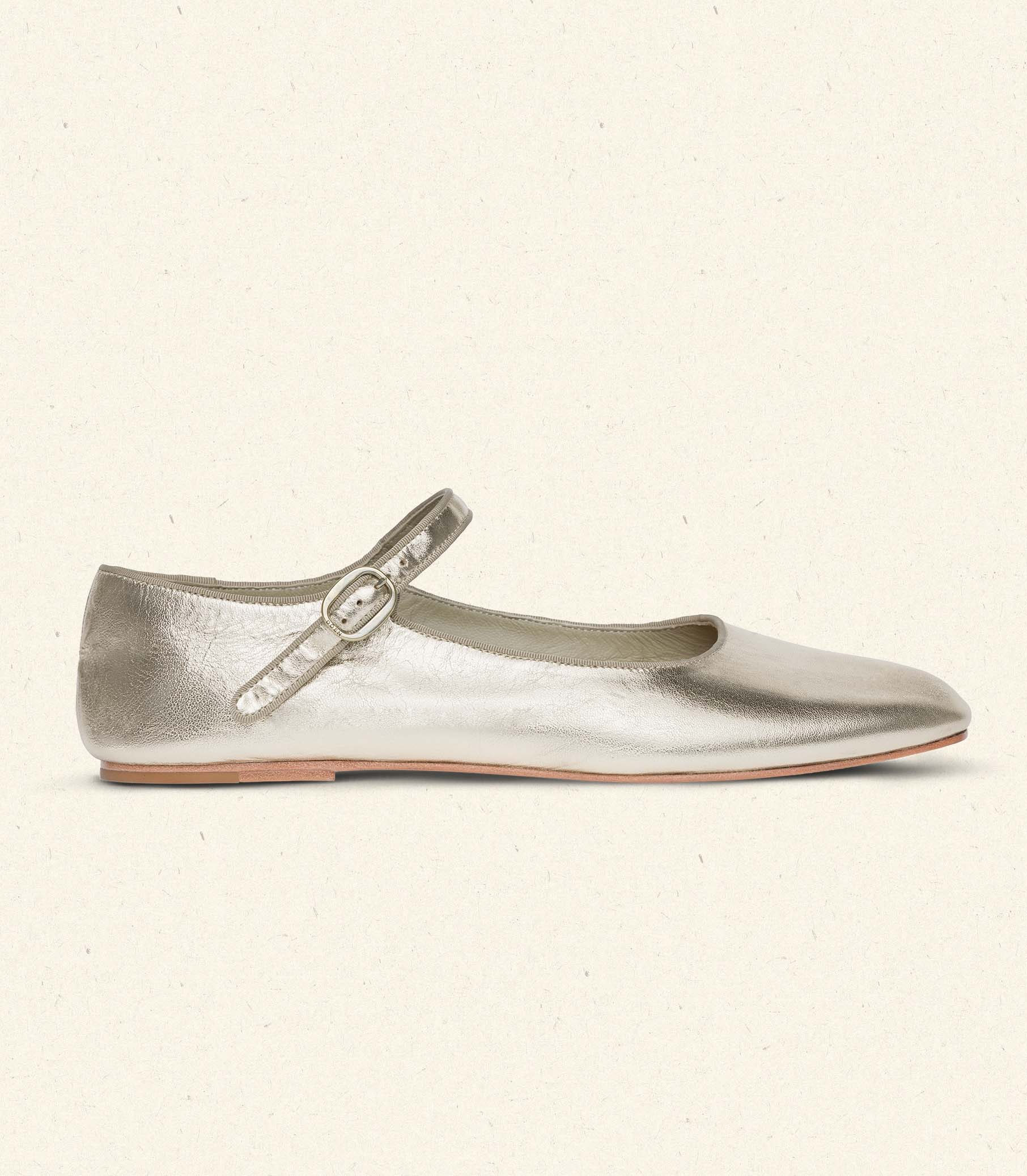 MARY JANE SLIPPER -- PLATINUM METALLIC NAPPA view 4