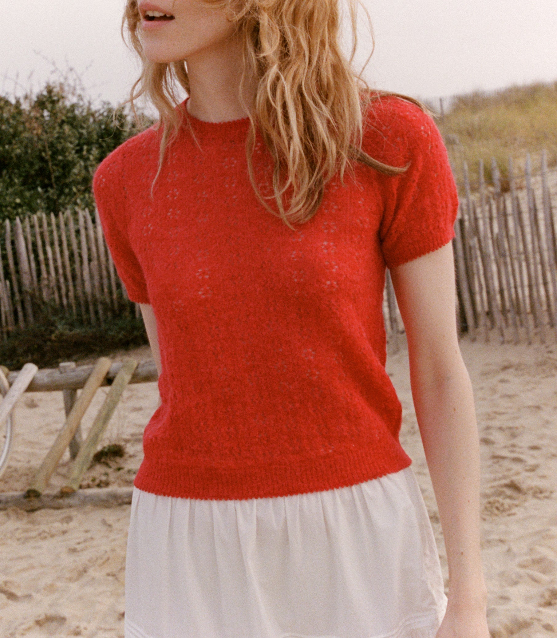 MONICA SWEATER -- CHERRY RED view 1