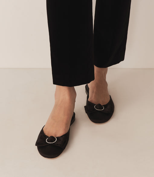 TILLY MULE -- BLACK SATIN